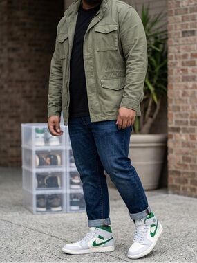 Nike Air Jordan 1 Mid shoes in the "Summit White Lucky Green" color way NWOT